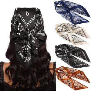 4PCS Silk Satin Head Scarves for Women